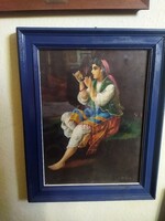 Pipázó cigánylány vászonkép