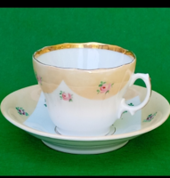 C.Tielsch &co Waldenburg-Németország kézi festett ,porcelán teáscsésze ,aljával 1875-1918