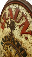 Antik Braun Salvator gyomorerősítő likőr lemeztábla, reklámtábla működő órával
