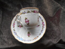 Hollóházi  virág mintával porcelán csésze+ alj
