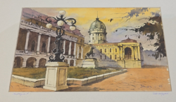 Budapest - Várnegyed - szép akvarell festmény - Ilugin V. szignóval