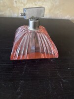 Art deco rózsaszín üveg parfümös flakon, 1930–40-es évek