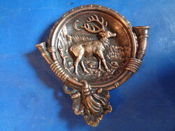 Ca 1940 BRONZ HAMUTÁL SZARVASSAL ,VADÁSZKÜRTTEL