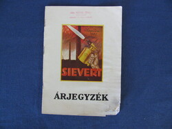 SILVERT Benzin, petrol forrasztók, főzők, lámák katalógusa árjegyzéke 1930-40-es évekből