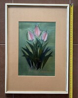 Macskássy Izolda: 3 szál rózsaszín tulipán