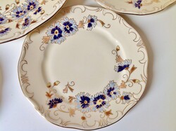 Zsolnay búzavirágmintás 6 személyes süteményes készlet, hosszúkás tálalóval