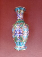 Gyönyörű kínai rekeszzománc váza. 20,5cm.