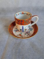 Fischer Mór kori Gödöllő (Siang Rouge) mintás Herendi csésze aljjal, antik, 1875.