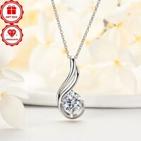 Moissanite 1 Karátos Gyémánt Köves 925 Tiszta Ezüst Nyaklánc Medál Ékszerdoboz Tanúsítvány Új.