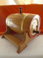 A usable tabletop pálinka barrel made of oak, with a capacity of 2 liters, not just a decorative item
