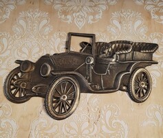 Tömör réz nagyméretű oldtimer autó plakett nehéz 1,2 kg  28x17 cm