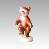 Hollóházi táncoló medve figura, porcelán maci