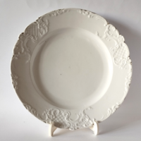 GYÖNYÖRŰ ANTIK FEHÉR SZECESSZIÓS NAGY KEREK PORCELÁN TÁLALÓ TÁL