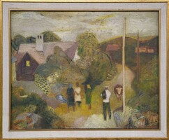 Scholz Erik (1926 - 1995) 100x80cm! Táj c. Képcsarnokos festménye Eredeti Garanciával!