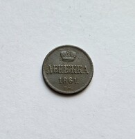 Ritka! Oroszország 1 Denezska 1861 BM.
