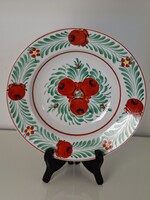 Kézzel festett pipacsos Hollóházi porcelán falitányér 23.5 cm