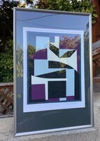 Vasarely nagy méretű  alkotása, paszpaturozva keretezve,azonnal falra akasztható!