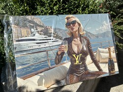 MONACO - Champagne - Digitális falikép dekoráció – Vászonra nyomtatva, feszített kereten