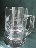 “Vilma” - Beautiful Ajka Crystal Carved Mug in Perfect Condition
