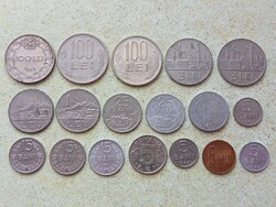 Románia 18 db Különöző Érme 5,15,25 Bani 1,2,100,1000 Lei Lej 1943-2015