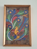 Mexikói madaras volk art amate kéreg festmény keretezve 31 x 20 cm
