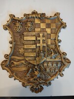 Sárgaréz magyar címer öntvény falidísz