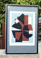 Vasarely nagy méretű kis szériás szitanyomata, paszpaturozva keretezve,azonnal falra akasztható!