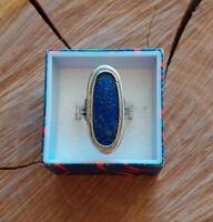Csodás ezüst gyűrű nagy lápisz lazuli kővel