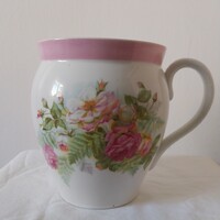 Antik nagyméretű rózsás porcelán csupor 17cm!