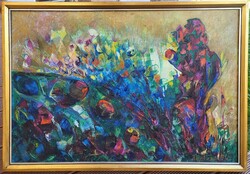Berkes András (1947 - ) Virágtenger c. festménye Eredeti Garanciával!