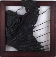 1X383 Különleges iparművészeti bőrkép, falidísz 40 x 40 cm
