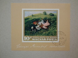 1966. Festmény (I.) - Szinyei Merse Pál: Majális - vágott blokk, elsőnapi bélyegzéssel