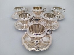 Ezüst art deco 6 darab mokkáscsésze alátéttel