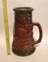 Zsolnay, dombormintás hatalmas korsó, díszkorsó, kupa, 1848-as motívummal