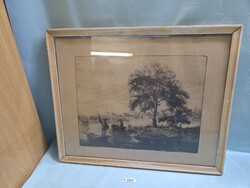 T2802 Görög Rezső Velencei halászok rézkarc 53x43 cm