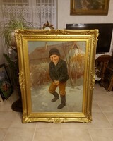 Peske Géza antik hatalmas festménye! 95x120cm!!!