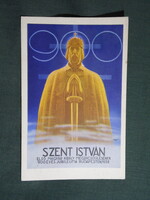 Képeslap,Szent István 900 éves jubileuma,Eucharisztikus Kongresszus Budapest,grafikai, 1938-