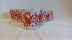 Orosz porcelán Dovbysh jelzéssel kakaós bögrék, kakas-csirke mintával