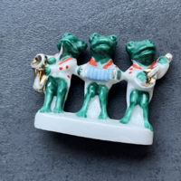 1920-as évekbeli német porcelán Wagner-Apel trió, ﻿békazenekar, zenélő békák