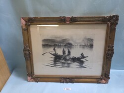 T2801 Kórusz József Halászok rézkarc 1965 46x36 cm