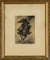 Olvashatatlan: Török szpáhi, 1947  - grafit rajz keretben 15 x 10 cm