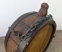 Antik vasalt és láncos fakulacs, csutora, vízhordó