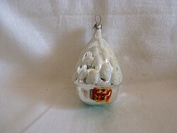 RÉGI ÜVEG KARÁCSONYFADÍSZ - HAVAS HÁZIKÓ!