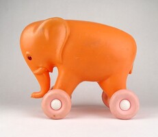 1B564 Régi DMSZ retro gurulós műanyag játék elefánt 25 cm