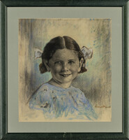 Diener-Dénes Rudolf (1889 – 1956): Kislány portré - pasztell kép, 45 x 50 cm