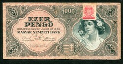 1945 1000 Pengő bélyeggel