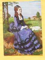 Művészeti képeslap festményről - Szinyei Merse Pál: Lilaruhás nő