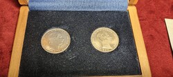 Ferenc József 1/4 gulden ezüst utánveretek limitált sorszámozott (2 darabos rózsafa díszdobozban)
