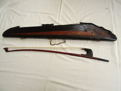 Nagybőgő vonó intarrziás tokban Német gyártmány74,5 cm