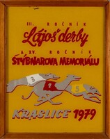 III. Lájos Derby 1979, Kraslice: XV. Stybnar emlékverseny, agárverseny - festett tükör, reklámkép